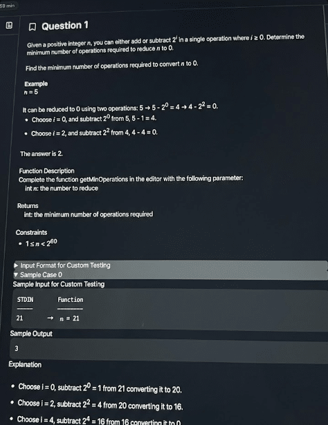 题目 1：最小幂次运算次数